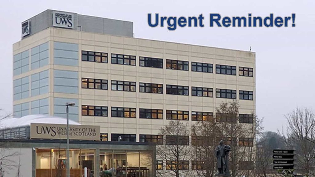 Urgent Reminder: CAS Request Deadline for UWS Jan 2025 Intake